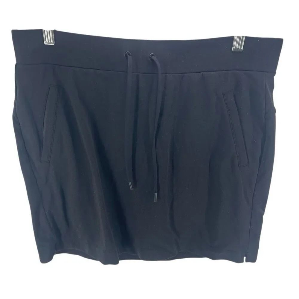 Athleta Womens Elastic Waist Drawstring Metro Midtown Mini Skort Black Medium(T)